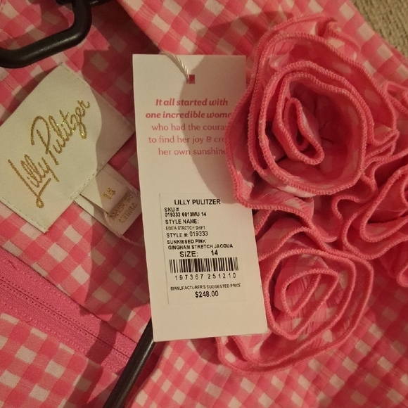 Pink Gingham Sleeveless Dress with Floral Accent - Picture 8 of 8